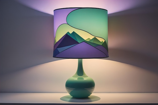 decorative table lamp on solid color background ai generative