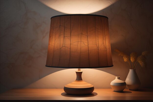 decorative table lamp on solid color background ai generative