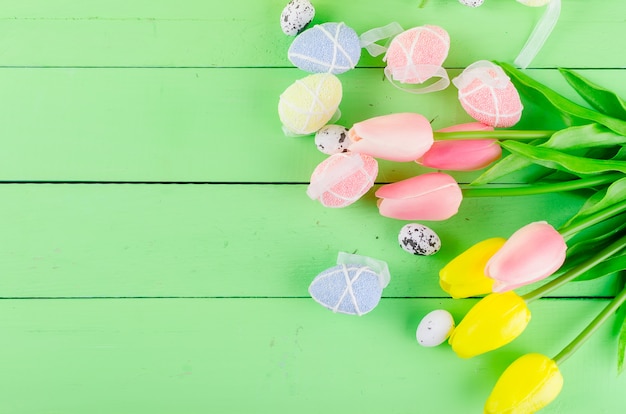 Decorative toys eggs in the nest 