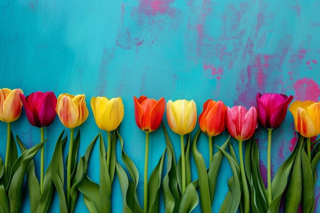 Decorative tulip flowers on a colorful background