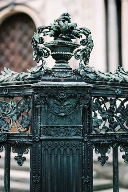 Decorative vase on an old stone fence bergamo italy