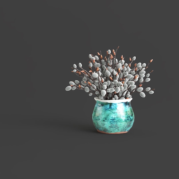 Декоративная ваза из шиповника на темном фоне