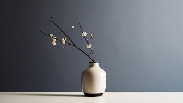 Decorative vase with indoor plant inside room simple minimalist copy space generative ai