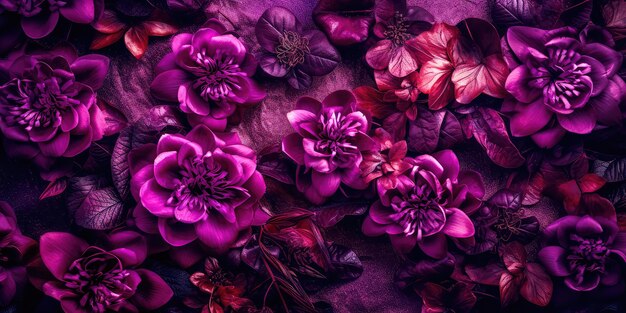 Decorative violet floral background generative ai