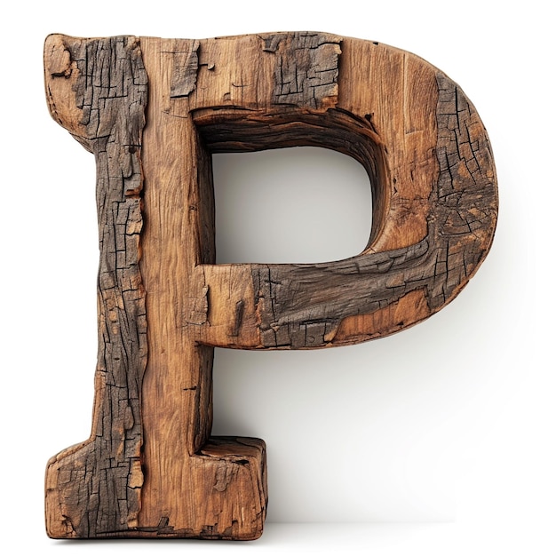 Photo decorative wood letter p on white background