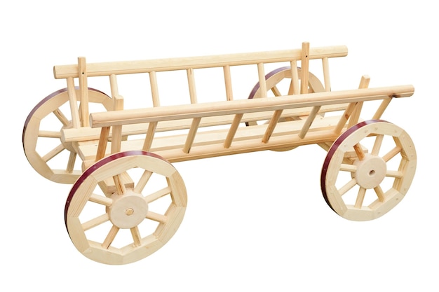 Photo decorative wooden cart isolated on white