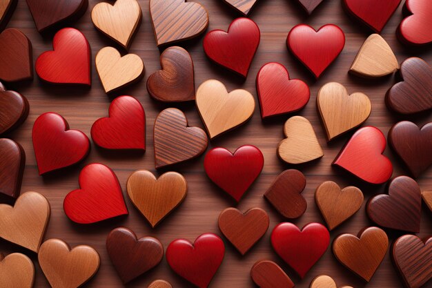 Decorative wooden hearts Valentines day