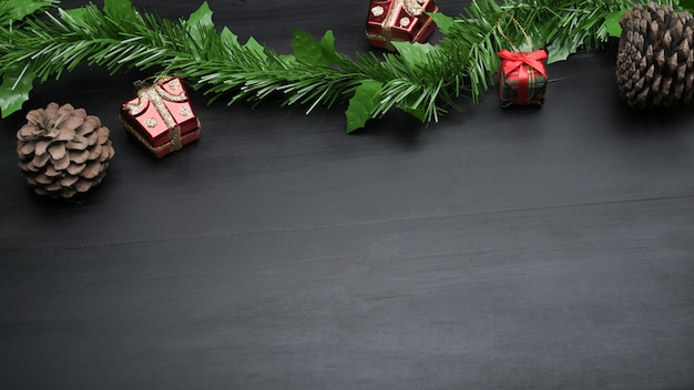 Decorative Xmas background with black table.