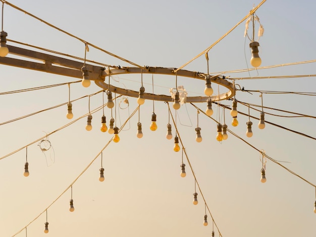 Decorative yellow bulbs and sky