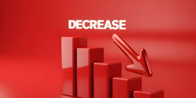 decrease concept with a red arrow