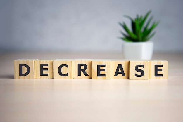 decrease words on blue background f
