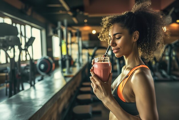 A dedicated athlete replenishes with a nutritious vegan smoothie after a rigorous workout session at