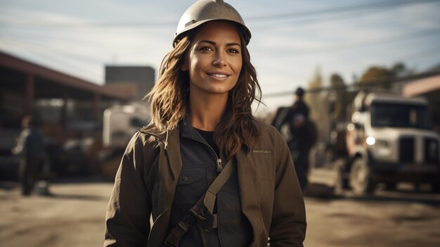 Photo dedicated and confident female engineer in suit is a professional construction