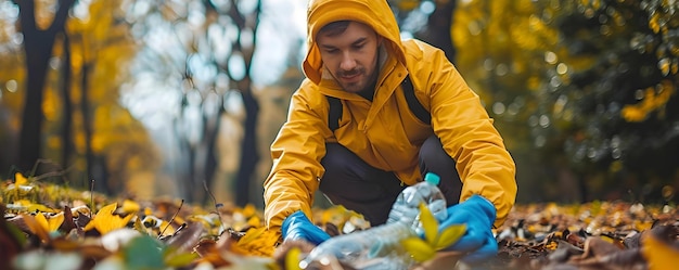 Dedicated Environmentalists Collecting Plastic Waste to Clean Up Park Concept EcoFriendly Cleanup Community Activism Plastic Pollution Environmental Protection Sustainable Practices