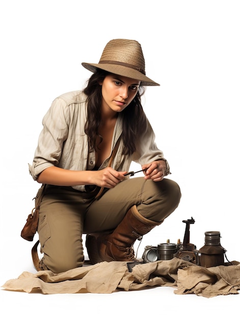 Dedicated Female Archaeologist at Site AI Generated