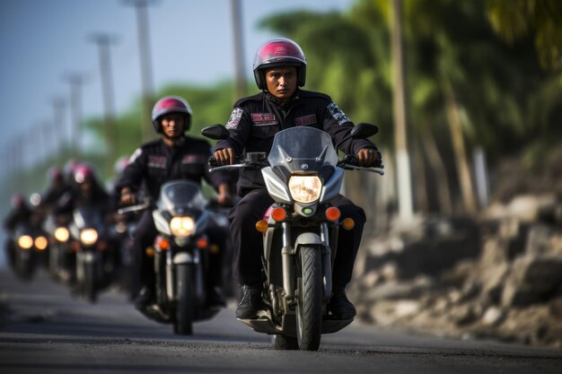 Dedicated Indonesian Police Officers on Duty Patrol in Brebes Indonesia A Snapshot from November