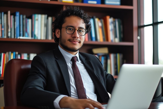 Photo dedicated lawyer from ecuador working on laptop