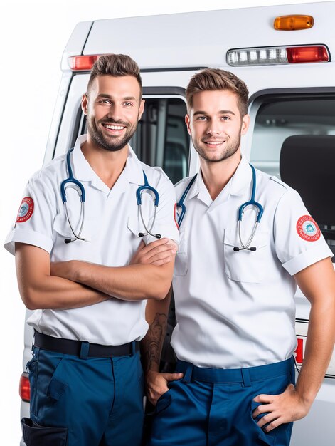 Dedicated Male Paramedic on Duty AI gegenereerd