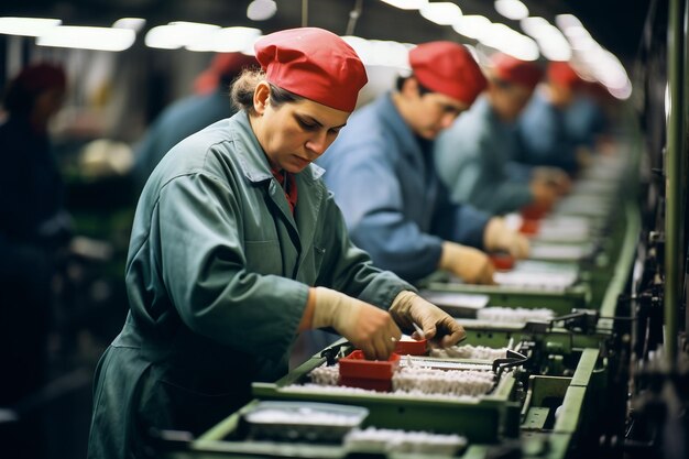 Photo the dedication of factory workers generative ai