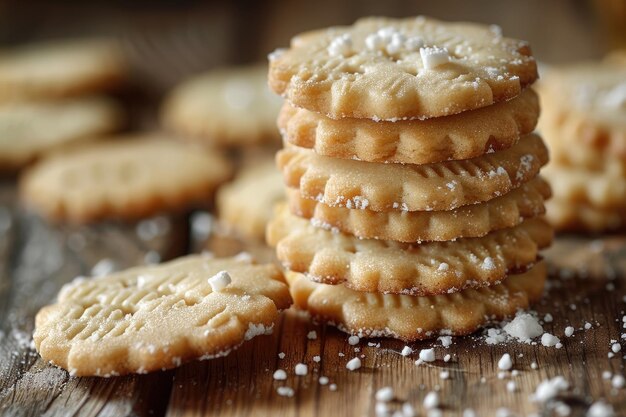 Deense boterkoekjes op een houten tafel