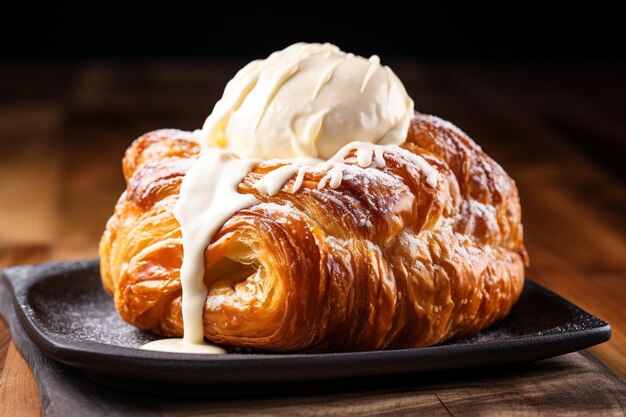 Foto deense gebakjes geserveerd met een vruchtsalade