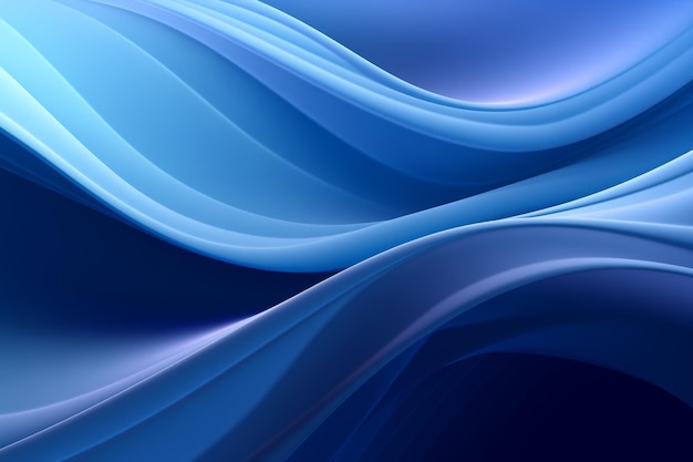 Глубокий синий фон с абстрактными волнистыми линиями в различных оттенках синего