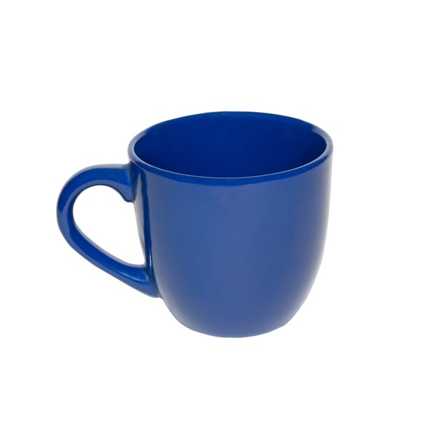 Deep blue cup isolated in white.