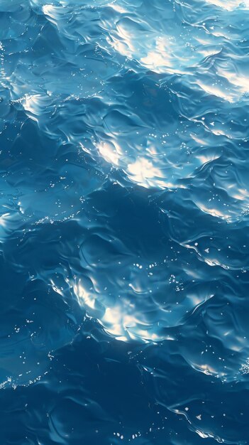 Photo deep blue ocean surface with bright sunlight reflecting off the waves