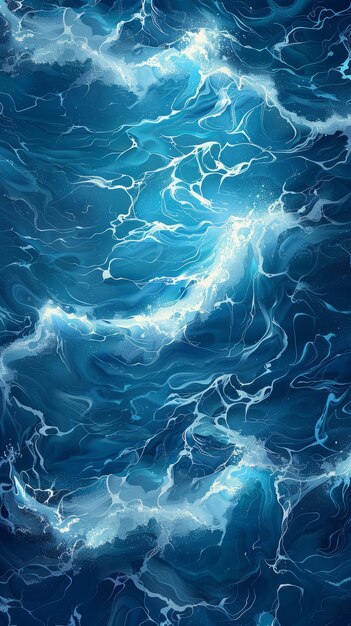 Photo deep blue ocean waves illustration