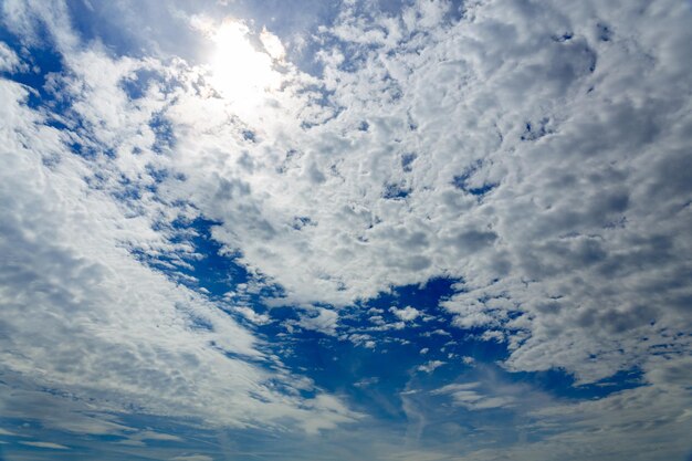 Deep blue skies with white clouds background