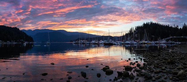 Deep Cove during a colorful summer sunrise