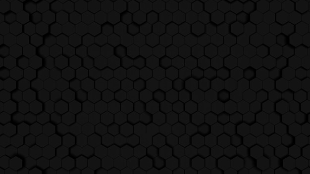 Photo deep dark hexagonal cell texture. honeycomb black background. isometric geometry.