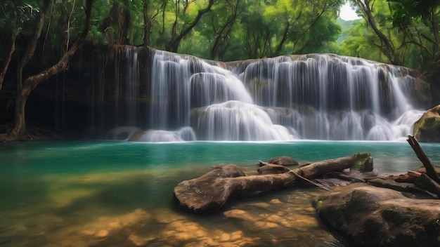 Deep forest waterfall in kanchanaburi