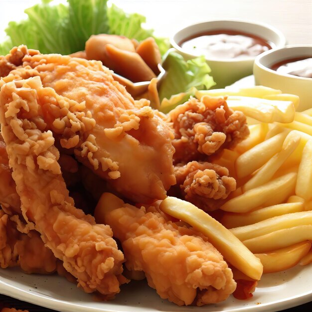 Premium AI Image | Deep fried chicken plate a crunchy unhealthy ...