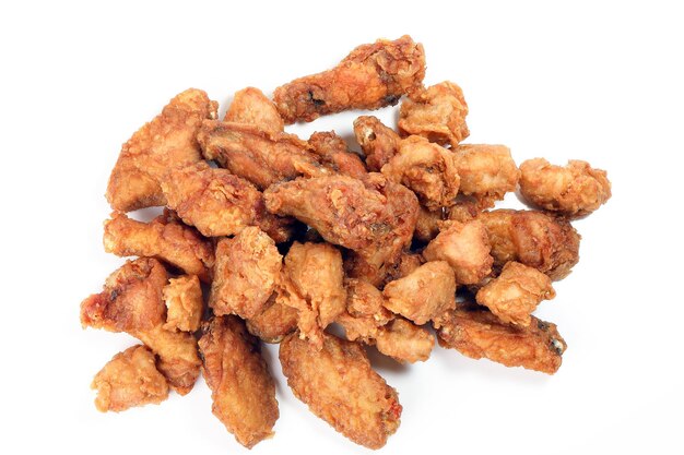 Deep Fried Chicken Wings Drumstick Nuggets Popcorns op witte achtergrond