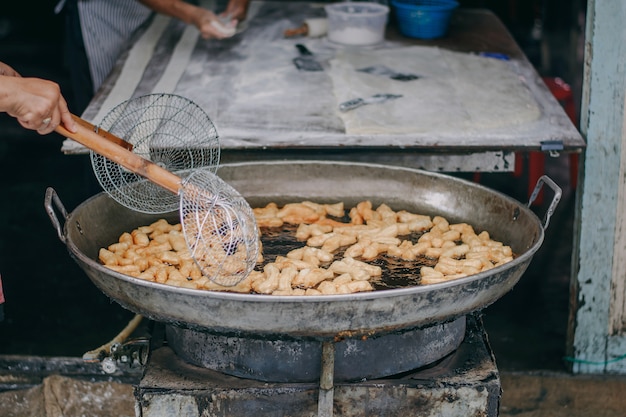 Deep-fried doughstick breakfast in Thailand