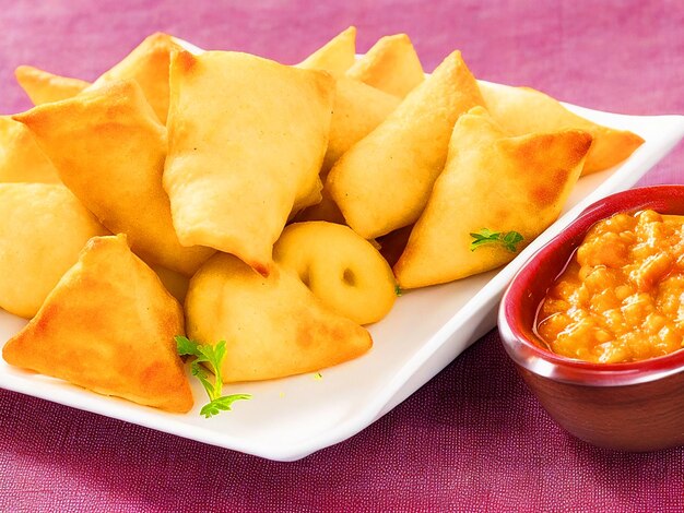 Deep Fried Dumplings and Samosasgourmet appetizer