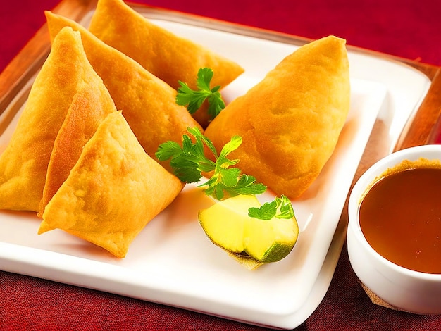 Deep Fried Dumplings and Samosasgourmet appetizer