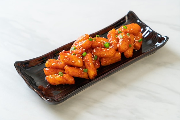 deep fried Korean rice cake (Tteokbokki) with spicy sauce - Korean food style