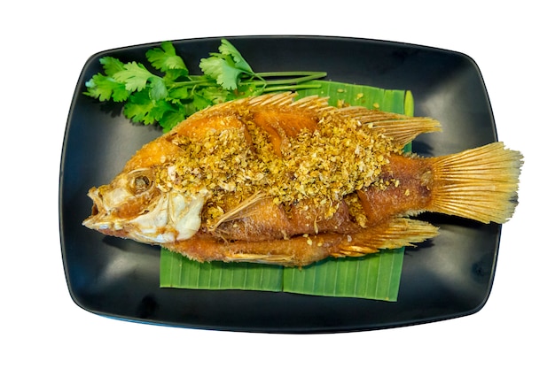 Deep fried ruby fish with garlic