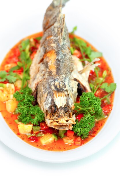 Deep fried Snapper with Sweet Chilli