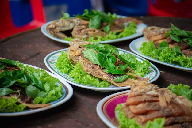 Deep fried tilapia delicious Thai food