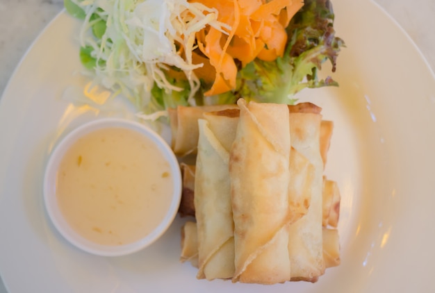 Deep fried vegetable spring rolls