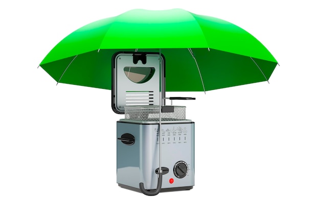 Deep fryer under umbrella 3D rendering