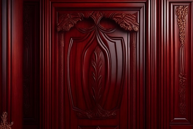 Photo deep mahogany wood backdrop featuring a glossy finish ideal for conveying a sense of opulence