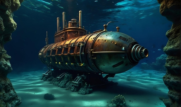 Foto deep ocean exploration apparatus bathyscaphe (apparaat voor de verkenning van de diepte van de oceaan)