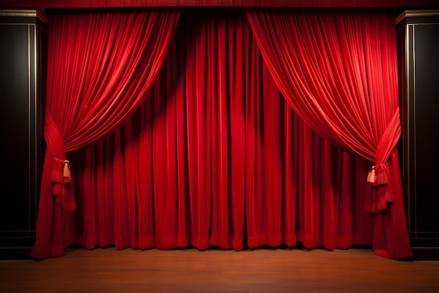 Deep Red stage curtains Generate Ai