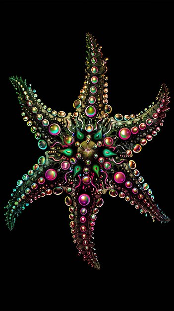 Photo deep sea sea star with associations of deep sea coral and nu glowing texture y2k collage art decor