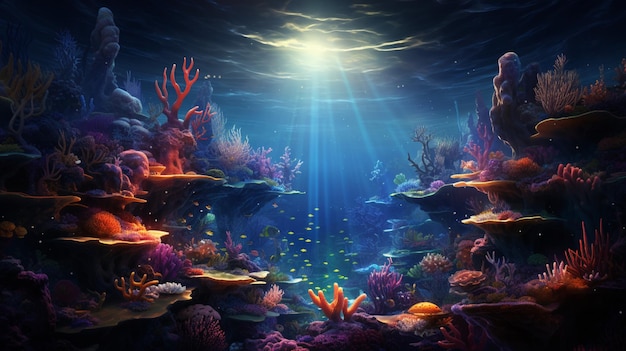 Deep sea view fantasy background AI generated picture