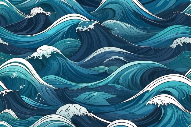 Deep sea waves concept vector abstract background stock illustration